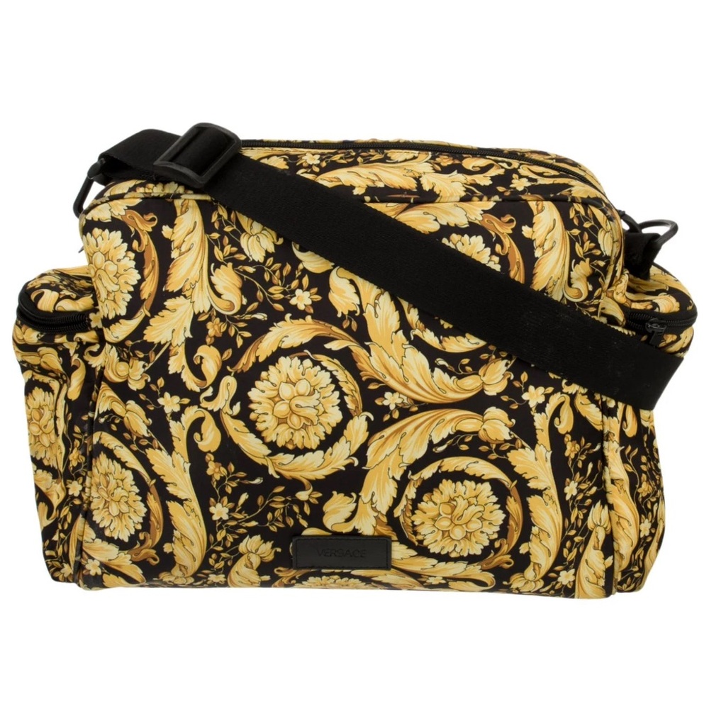 Versace Black and Gold Baby Bag with Baroque Design